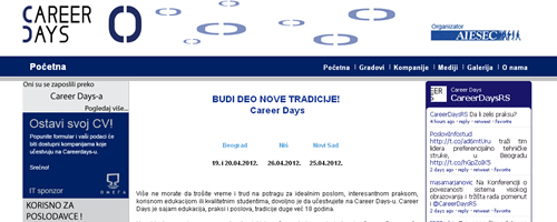 Career Days 2012, Beograd, Niš, Novi Sad, Srbija